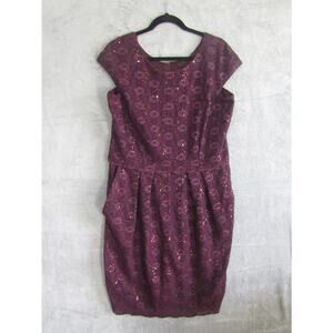 Alex Evenings Women’s 16 Purple‎ Lace Sequin Sheath Dress Formal Cocktail Party